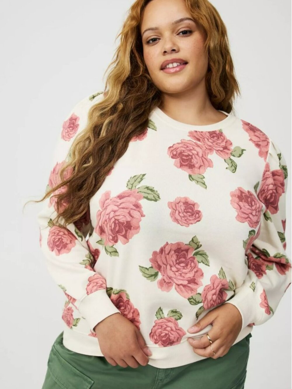 Cozy Floral Fleece Sweatshirt plus size BNWT